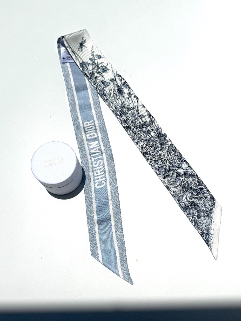 Christian Dior Dioriviera Tiole de Jouy Mitzah Blue Silk Floral Bandeau Scarf